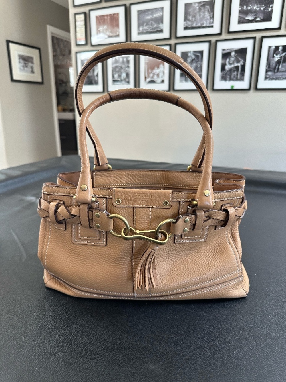 Coach Retail Hamptons Braided Pebbled Leather Satchel, with original dust bag